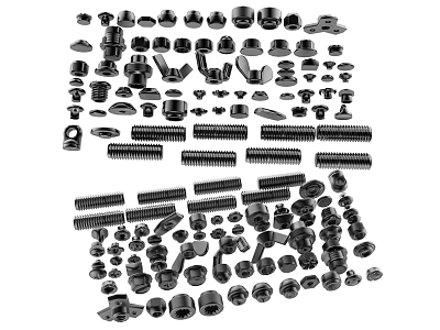 Diverse Hardware Tools Assortment Featuring Screws Nuts Bolts Washers and Fastening Parts 3d model