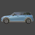 Blue Mini Five Door Hatchback With Sporty Design And Black Wheels