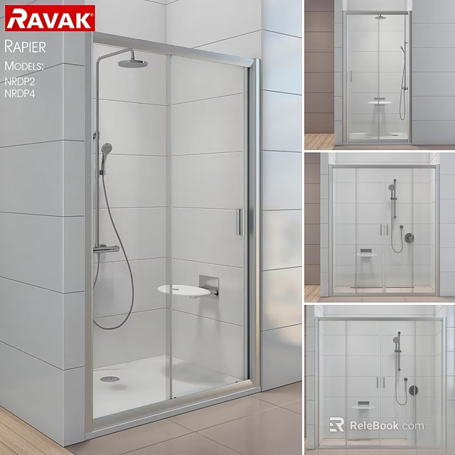 Modern Shower Sauna Design With Glass Enclosure Tile Walls And Stainless Steel Frame 3d model 