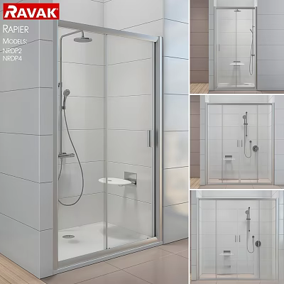 Modern Shower Sauna Design With Glass Enclosure Tile Walls And Stainless Steel Frame 3d model