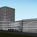 Modern Office Building With Glass Curtain Wall And Multi Storey Curved Design