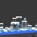 Stunning Ice Sculpture Photo Spot With Ice Blocks Snowflake Decorations And Blue Base