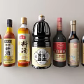Assorted Chinese Condiment Bottles with Different Labels and Seasoning Varieties in
