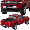 Red Toyota Tacoma Pickup Truck With Front Grille LED Headlights And Rear Cargo Bed