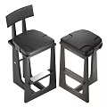 Modern Minimalist Bar Stool With Wooden Frame Black Seat And Backrest