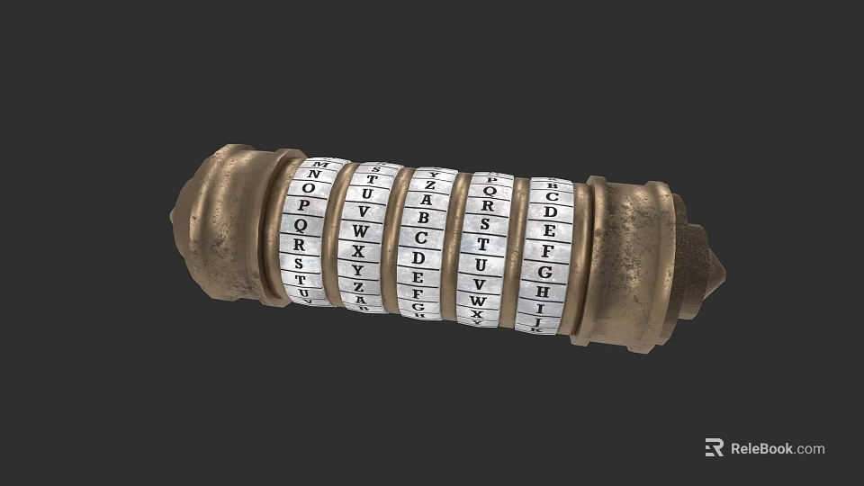 Historical Vintage Code Device With Alphabet Dials For Book Magazine Content 3d model 