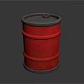 Red Oil Barrel With Gray Lid And Reflective Base On Dark Background