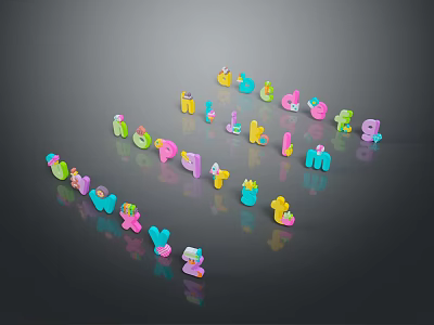 Colorful 3D Cartoon Style Letters In Vibrant Colors For Kids Learning Decor 3d model