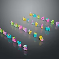 Colorful 3D Cartoon Style Letters In Vibrant Colors For Kids Learning Decor