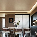 Modern Decorative Cabinet With Wooden Shelves Displaying Decor Items In Elegant Interior With Lighting