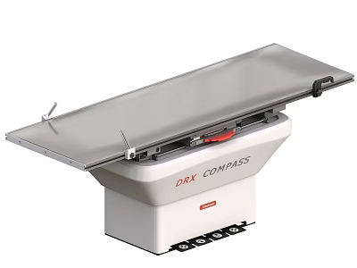 DRI COMPASS Medical Examination Table With Silver Surface And White Base 3d model