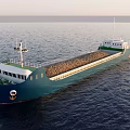 Blue Cargo Ship Sailing on the Open Ocean Loaded with Bulk Cargo 3d model