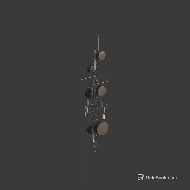 Public Communication Tower with Multiple Dish Antennas and Metal Support Structure 3d model