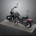 Black Classic Motorcycle With Leather Seat Rearview Mirrors And License Plate On Gray Mat