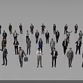 Group of Business People in Formal Attire Standing Together on White Background