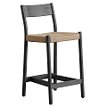 Simple Wooden Bar Stool With Rattan Seat And Sturdy Frame For Kitchen Bar
