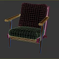 Modern Accent Chair With Black Leather Upholstery And Wooden Armrests And Legs
