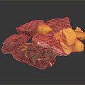 Juicy Grilled Steak Served With Fresh Sautéed Spinach And Roasted Bell Peppers