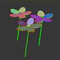 Three Blue Flowers With Green Stems Against Dark Background For Home Decor