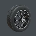 Stylish Modern Car Tire With Five Spoke Wheel Rim And Tread Pattern