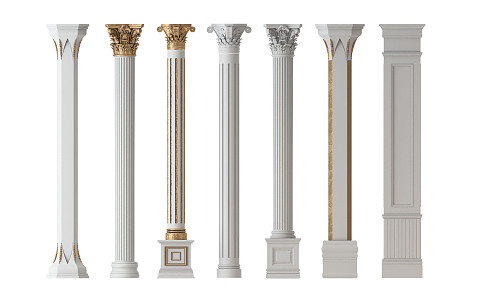 European Roman column carved gold Roman column stigma 3d model