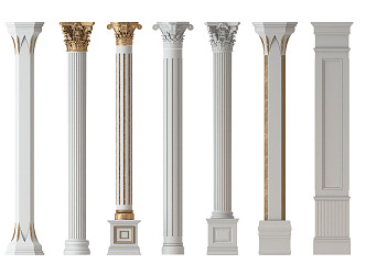 European Roman column carved gold Roman column stigma 3d model