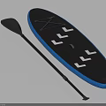 Black And Blue Stand Up Paddle Board With White Logos And Matching Paddle