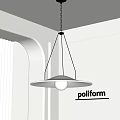 Modern Minimalist Pendant Light With Circular White Lampshade And Hanging Chain