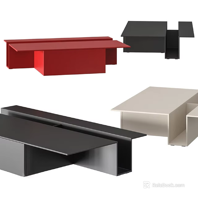 Modern Stylish Side Table With Red Black And Beige Contemporary Design Elements 3d model 