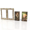 Ornate Double Picture Frames With Classic Portrait Paintings