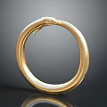 Golden Snake Shaped Ring With Detailed Head Design On Dark Background And Reflection