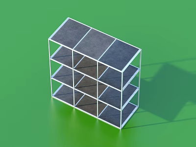 Multi Tier Display Shelf With White Frame And Grey Shelves Modern Design 3d model