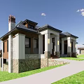 Semi Detached Villa Modern Exterior Design With Large Windows Wooden Deck Lawn And Greenery