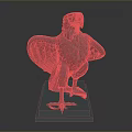 Detailed Eagle Sculpture With Spread Wings And Clear Feather Details On Square Base