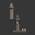 Brown Tactical Pistols With Detailed Grip Magazine And Bullets On Black Surface