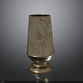 Elegant Copper Vase With Golden Floral Patterns And Sturdy Base As Decorative Household Item