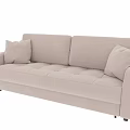 Beige Fabric Upholstered Sofa With Modern Design And Comfortable Pillows 3d model
