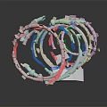 Intricate Metallic Mechanical Equipment With Interconnected Rings And Structural Components