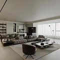 Modern Living Dining Room Interior Design With Open Layout Sofa Coffee Table And Area Rug
