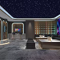 Modern KTV Interior Design With Starry Ceiling Colorful Walls And Comfortable Sofas 3d model