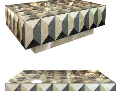 Modern Geometric Marble Inlay Sofa and Coffee Table Set With Stylish Design and Sturdy Base 3d model