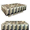 Modern Geometric Marble Inlay Sofa and Coffee Table Set With Stylish Design and Sturdy Base