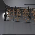 Elegant Wrought Iron Swing Door With Golden Decorative Patterns And Black Frame
