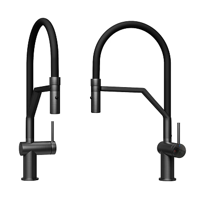 Modern Black Faucets With Sleek Curved Design And Two Contemporary Styles 3d model