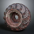 Rusty Gray Worn Tire With Tread Patterns And Metal Rim Texture Design 3d model