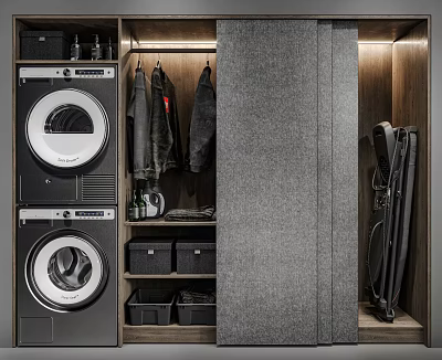 Modern Bathroom Cabinet Rack With Open Shelves And Functional Storage Design 3d model