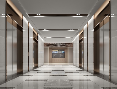 modern elevator hall 3d model