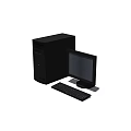 Complete Modern Black Desktop Computer System With Tower Monitor And Keyboard