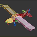 Passenger Plane With White Fuselage And Red Wings Single Engine Landing Gear On Dark Background