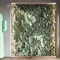 Indoor Living Plant Wall Decor with Various Greenery and Decorative Cactus in Modern Space